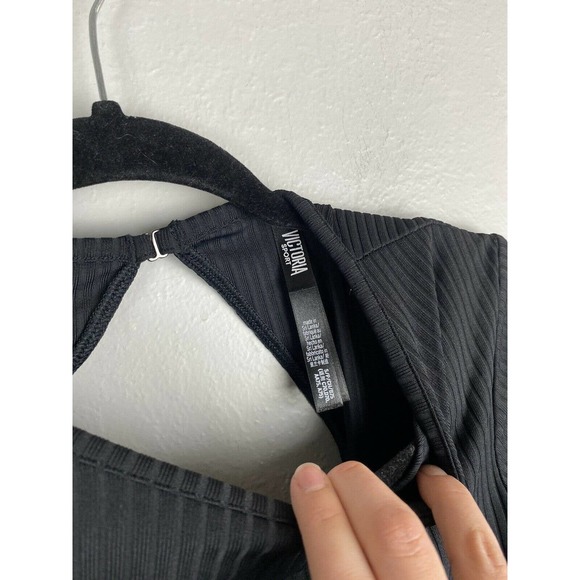 Victoria’s Secret Sport Black Ribbed Bodysuit Open Back Size Small - Picture 3 of 3